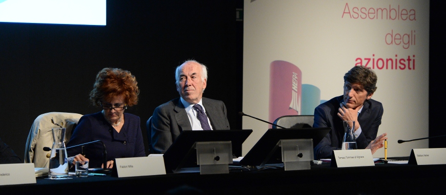 Mila Fabbri (Group Director of Legal and Corporate Affairs), Tomaso Tommasi di Vignano (Executive Chairman), Stefano Venier (CEO)