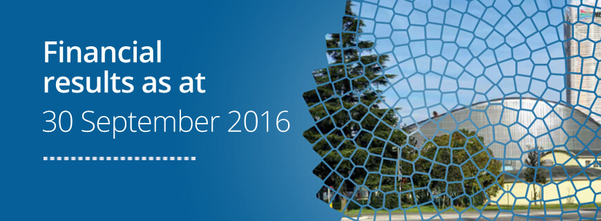 Financial results as at 30 September 2016